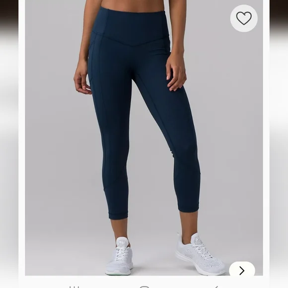 Lululemon All The Right Places Crop. 23” length. Dark Blue  Pockets. - Picture 6 of 6